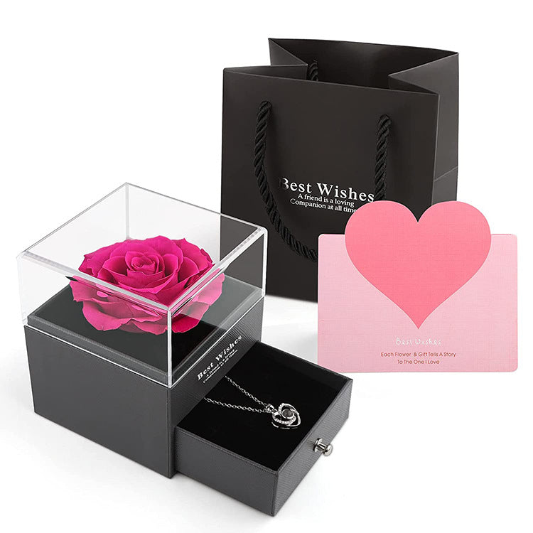 Preserved Flower Rose Jewelry Box Acrylic Gift Box