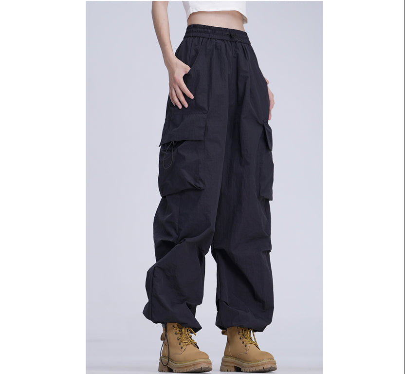 Drawstring Overalls Loose Straight Casual Wide-leg Pants