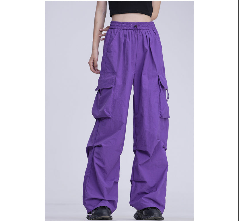 Drawstring Overalls Loose Straight Casual Wide-leg Pants