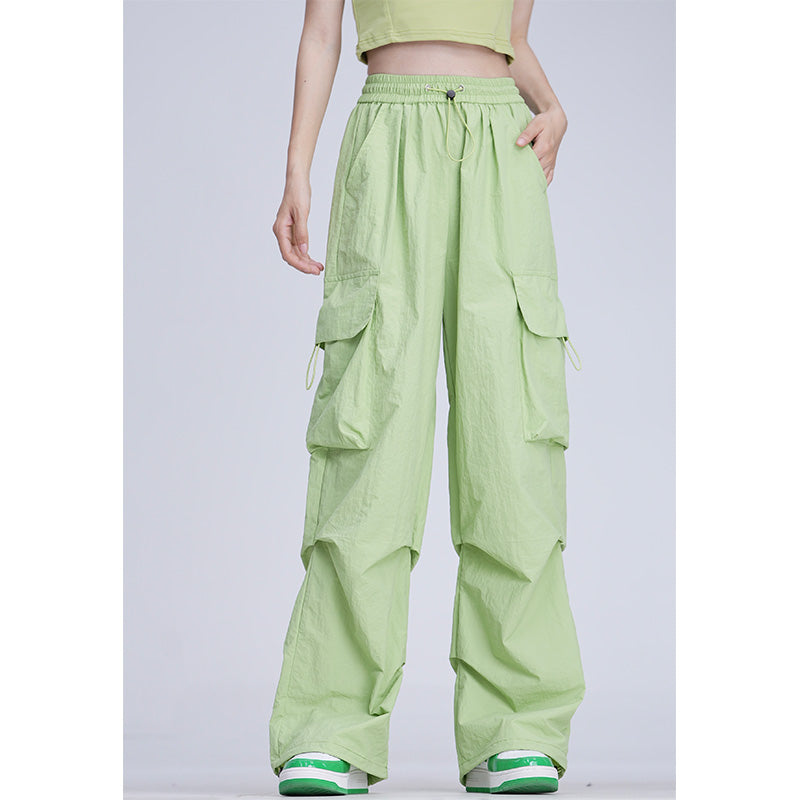 Drawstring Overalls Loose Straight Casual Wide-leg Pants