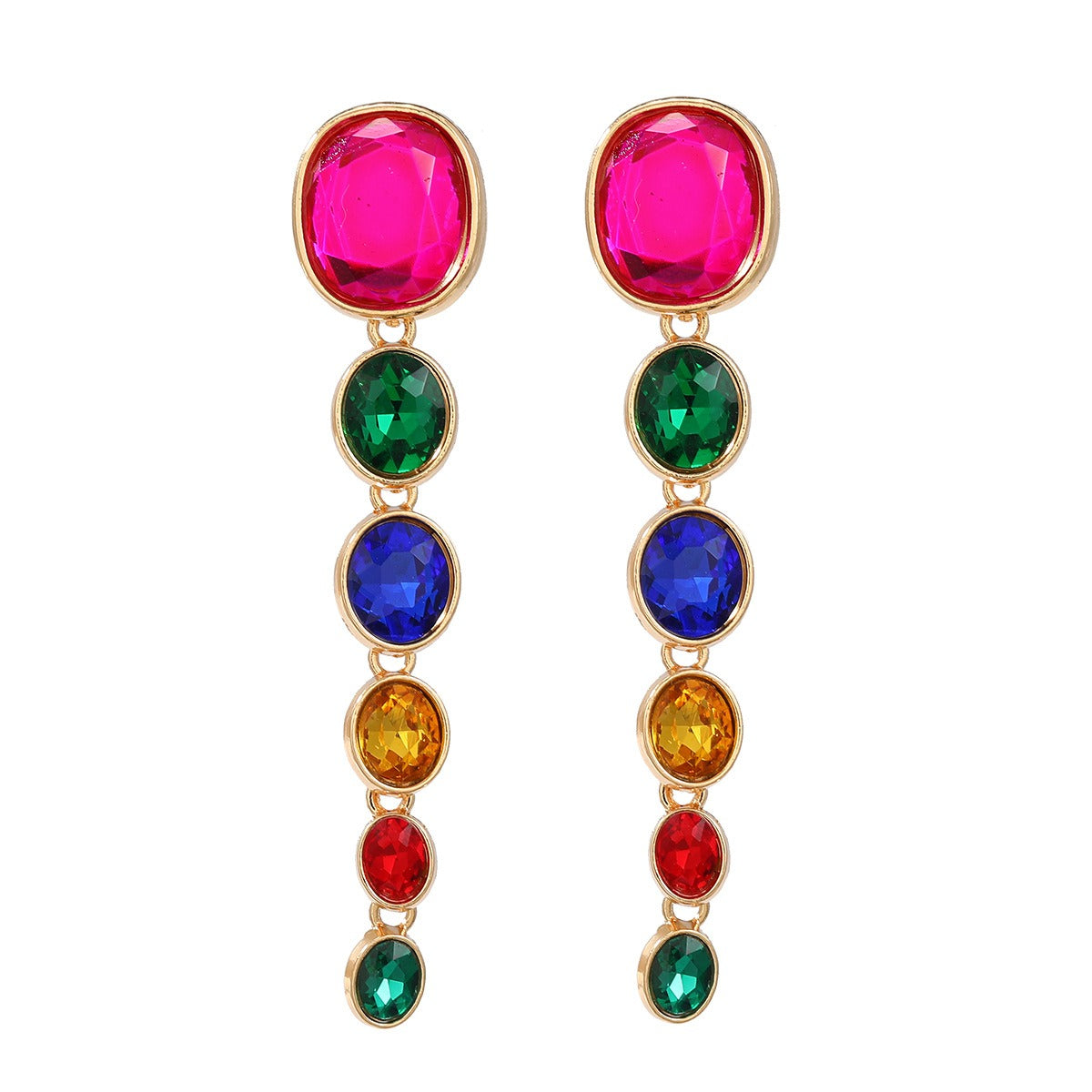 Earrings Women's Multi layered Oval Water Diamond Long Earrings