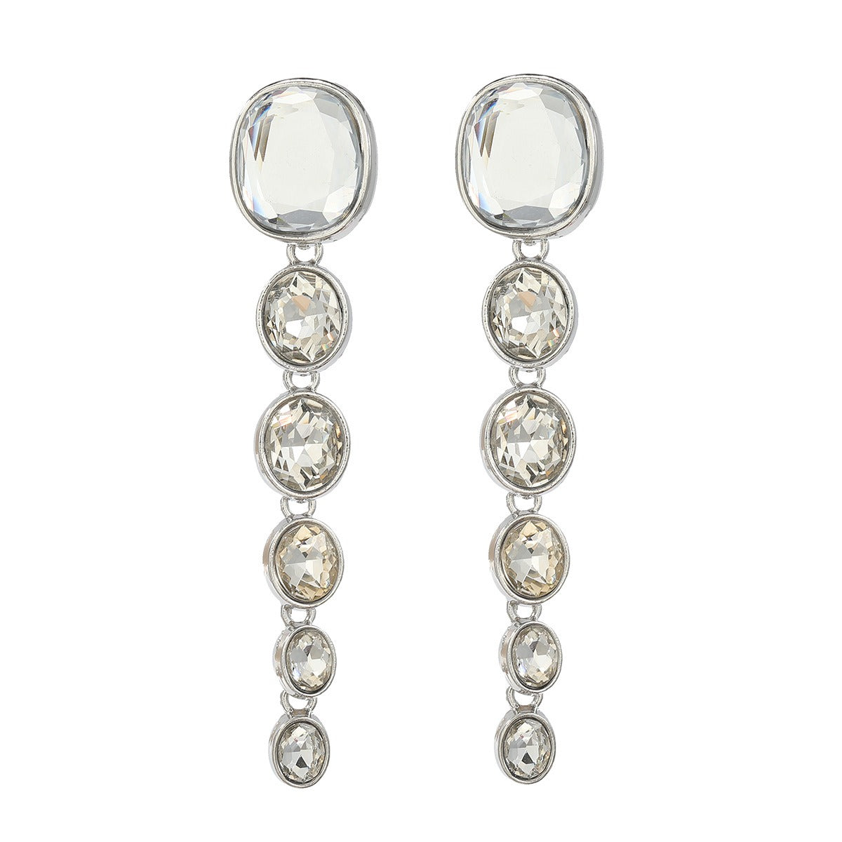 Earrings Women's Multi layered Oval Water Diamond Long Earrings