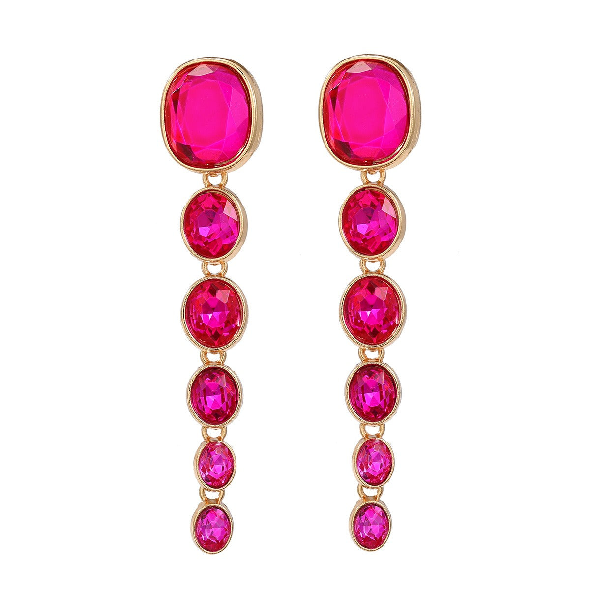 Earrings Women's Multi layered Oval Water Diamond Long Earrings