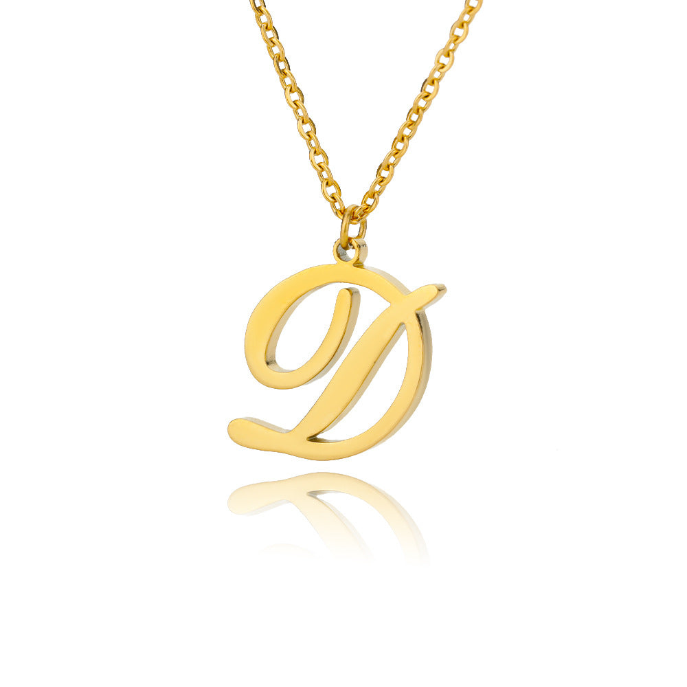 Stainless Steel 26 English Letter Necklace