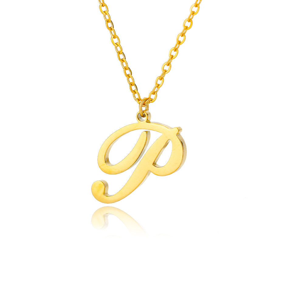 Stainless Steel 26 English Letter Necklace