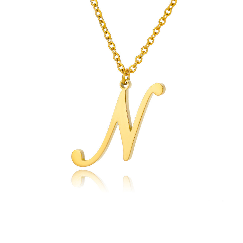 Stainless Steel 26 English Letter Necklace