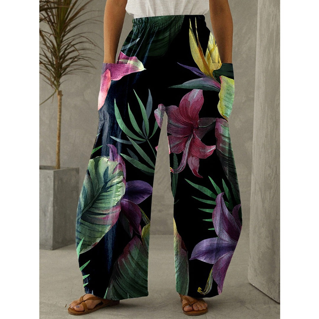 Printed 3D Irregular Wide-leg Pants Casual Wide-leg Trousers