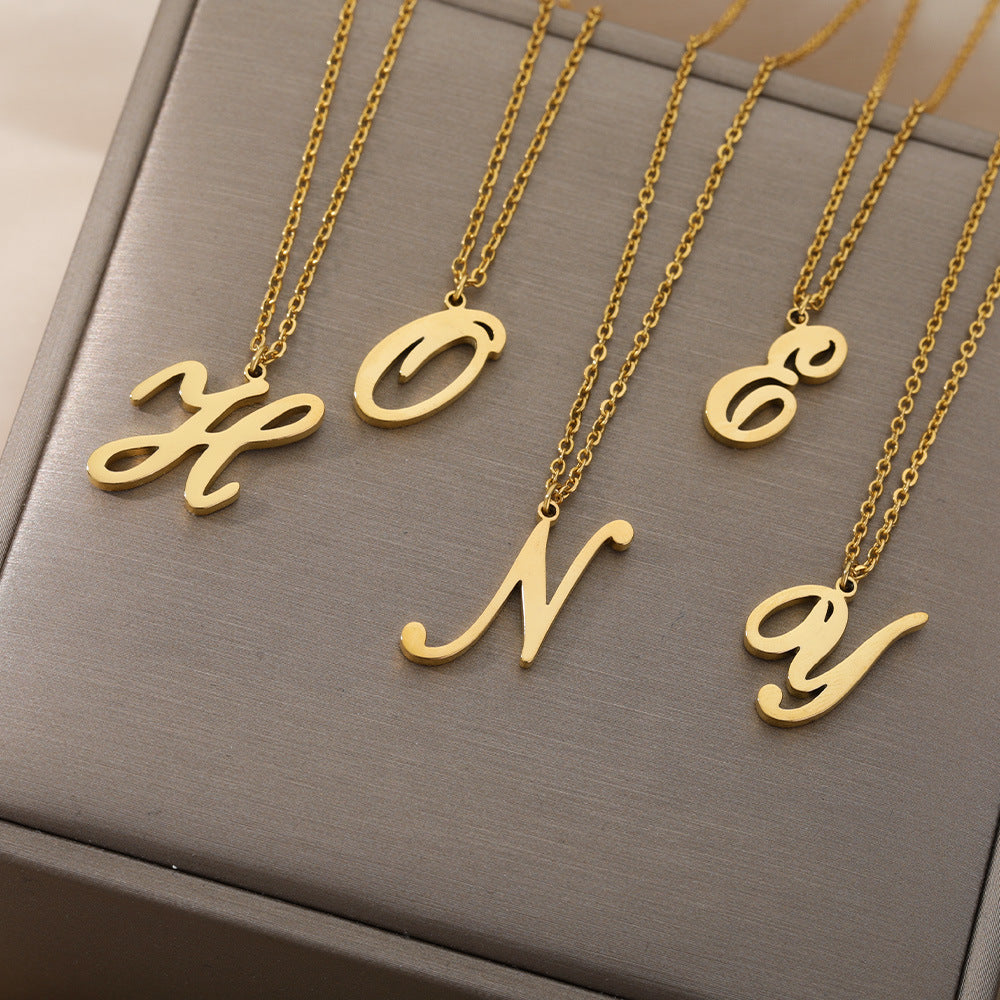 Stainless Steel 26 English Letter Necklace