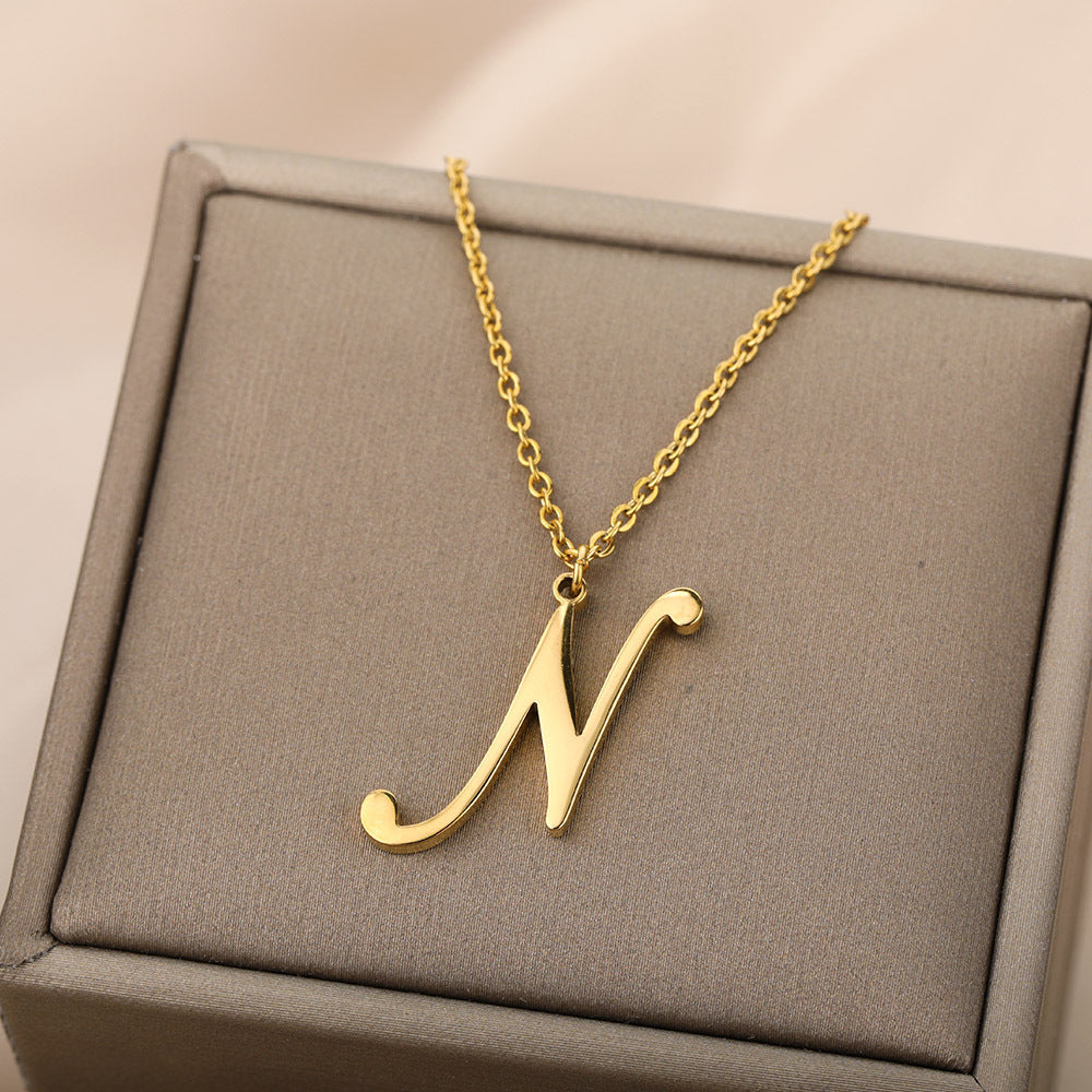 Stainless Steel 26 English Letter Necklace