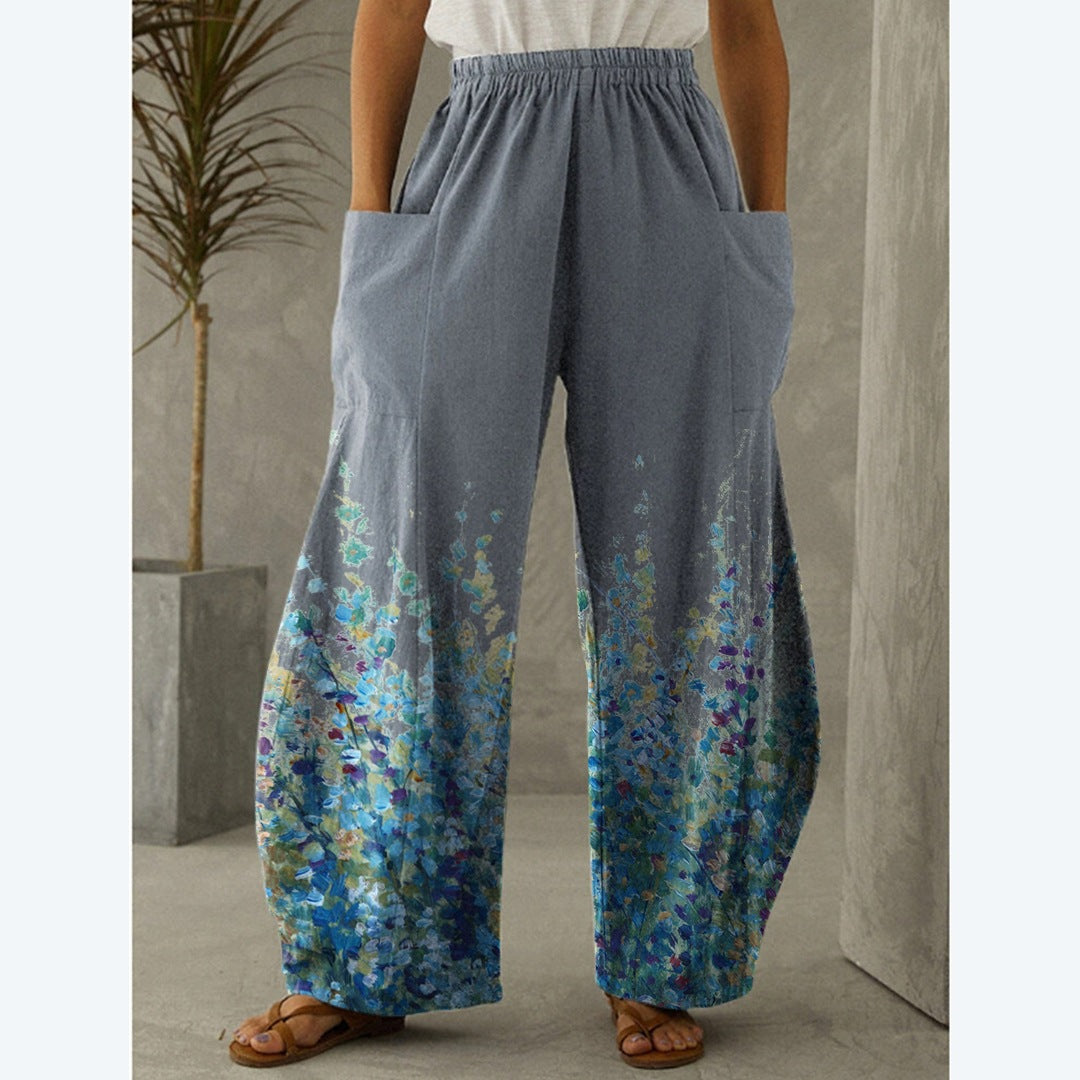 Printed 3D Irregular Wide-leg Pants Casual Wide-leg Trousers