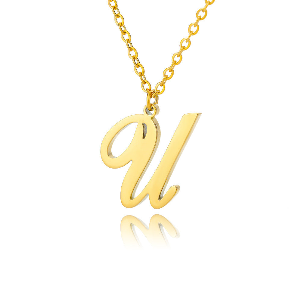 Stainless Steel 26 English Letter Necklace