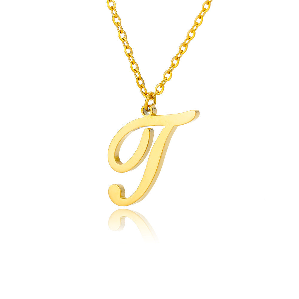 Stainless Steel 26 English Letter Necklace