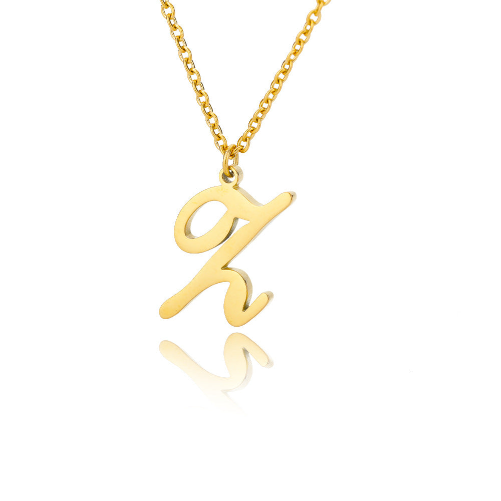 Stainless Steel 26 English Letter Necklace