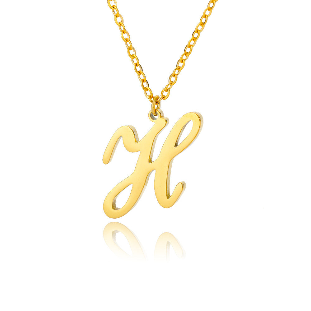 Stainless Steel 26 English Letter Necklace