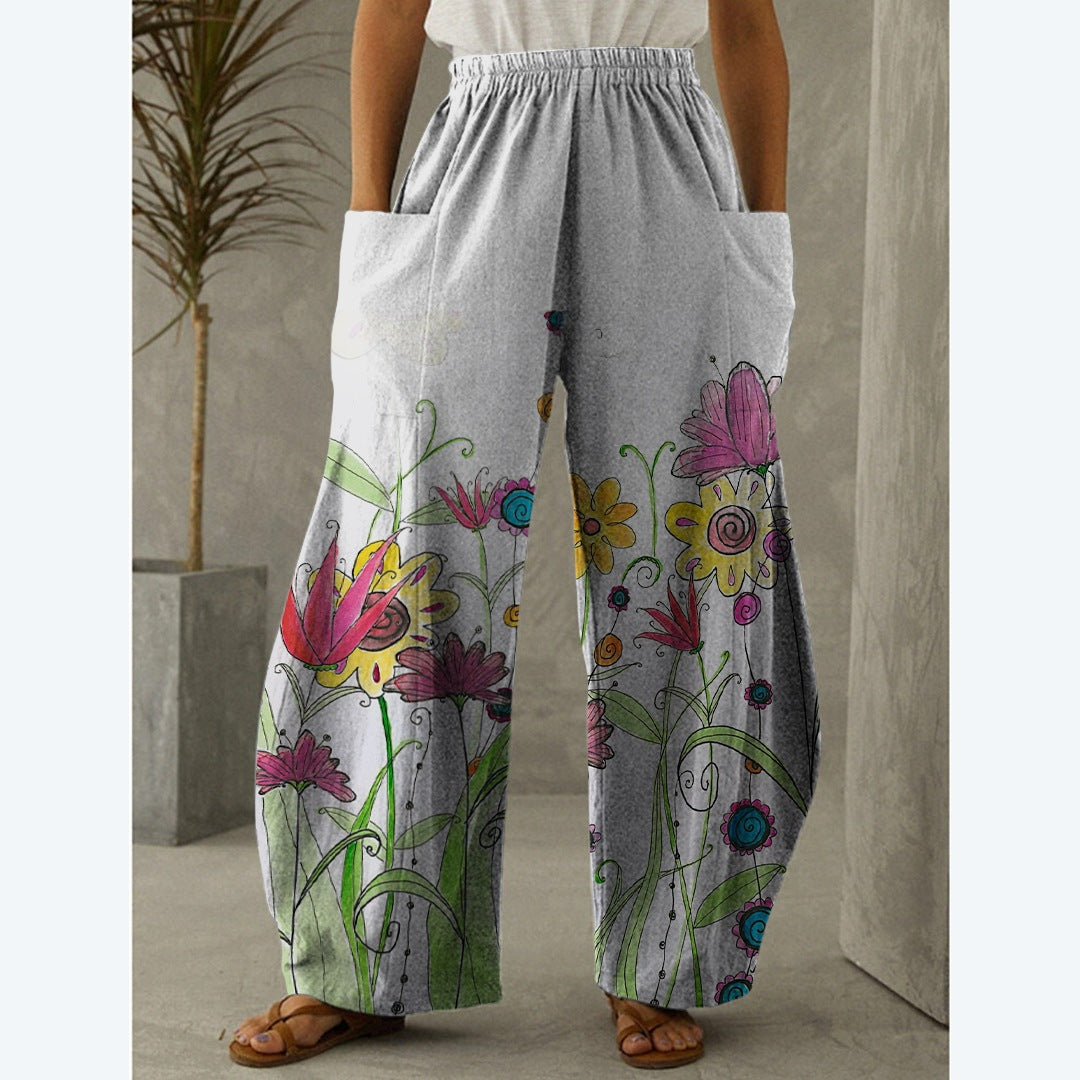 Printed 3D Irregular Wide-leg Pants Casual Wide-leg Trousers