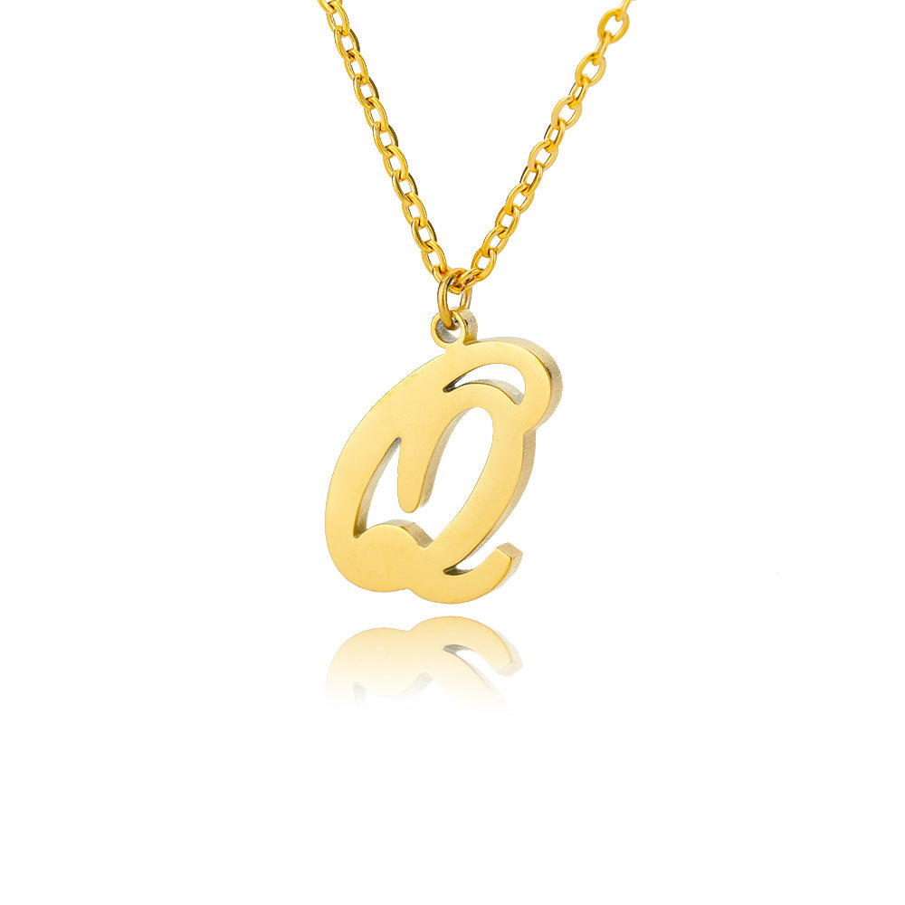 Stainless Steel 26 English Letter Necklace