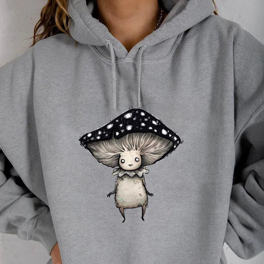 Harajuku Mushroom Women Hoodies Printed Streetwear Casual Sweatshirt Pullover Clothing Cute Oversized Vintage Ladies Hodies