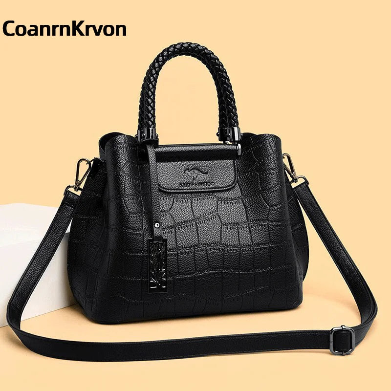 Crossbody Famous Designer Brand Bag Large Capacity Women's Handbag Leather Textured Embossed Pattern Shoulder Bag Tote bagwoman