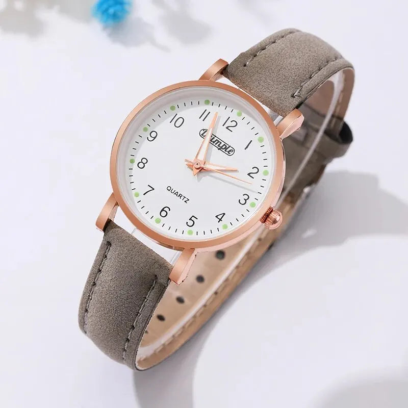 6Pcs Sets Luxury White Leather Analog Ladies Quartz Wrist Watch Fashion Butterfly Design Earring Bracelet Necklace Gifts