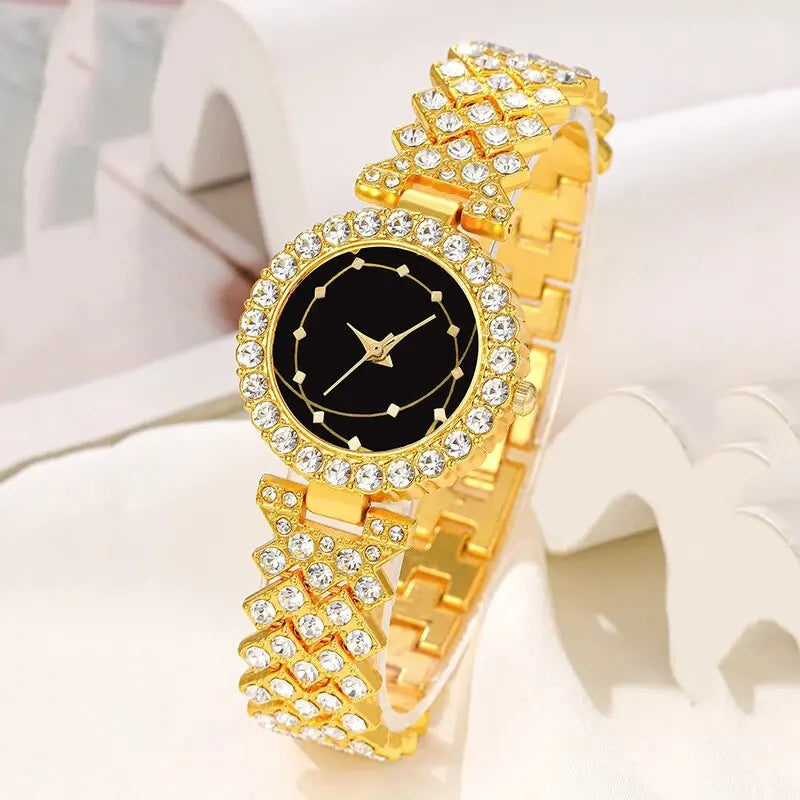 5pcs Women's Quartz Watch Set Stylish Casual WOMEN'S Quartz Watch Necklace Ring Earrings Watch Set