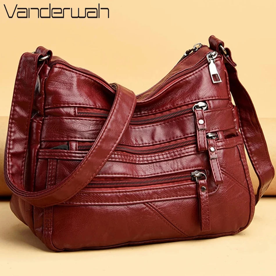 جيوب متعددة حقائب يد جلدية ناعمة للنساء حقائب يد فاخرة حقائب نسائية مصمم حقائب الكتف Crossbody مع الشحن المجاني