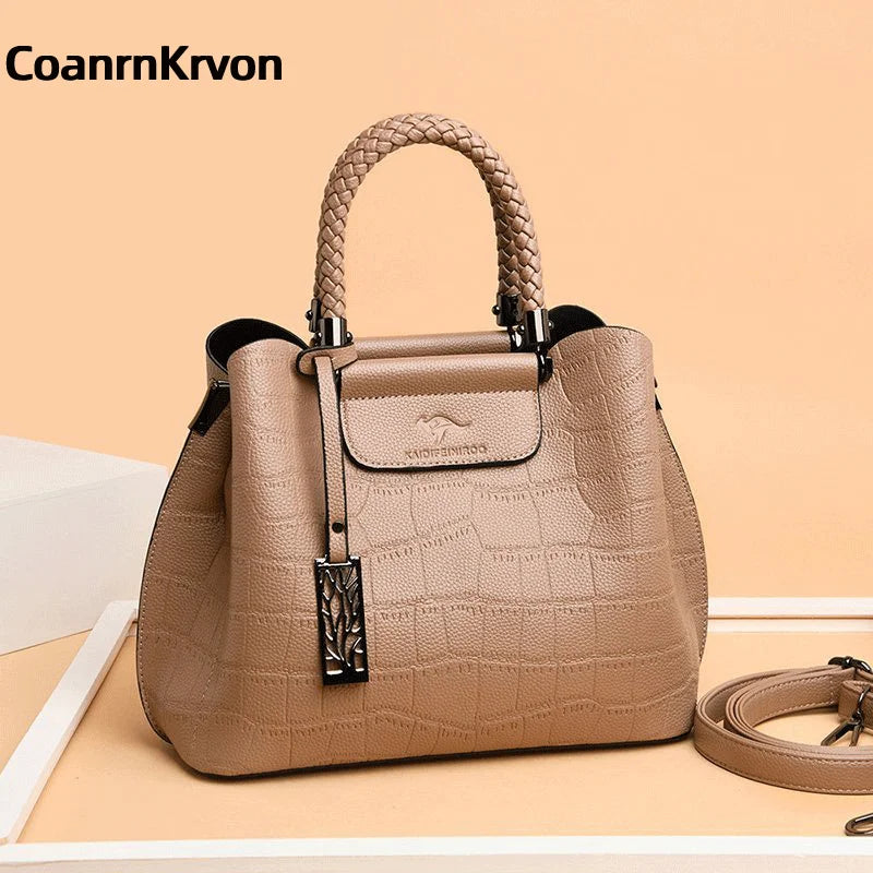 Crossbody Famous Designer Brand Bag Large Capacity Women's Handbag Leather Textured Embossed Pattern Shoulder Bag Tote bagwoman