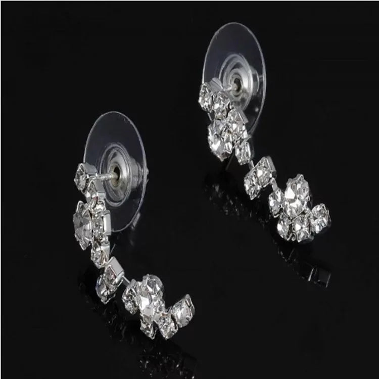 Luxury European Full Rhinauroid Welding Diamond Earrings Necklace Crystal Pendant Chain Women's Wedding Jewelry