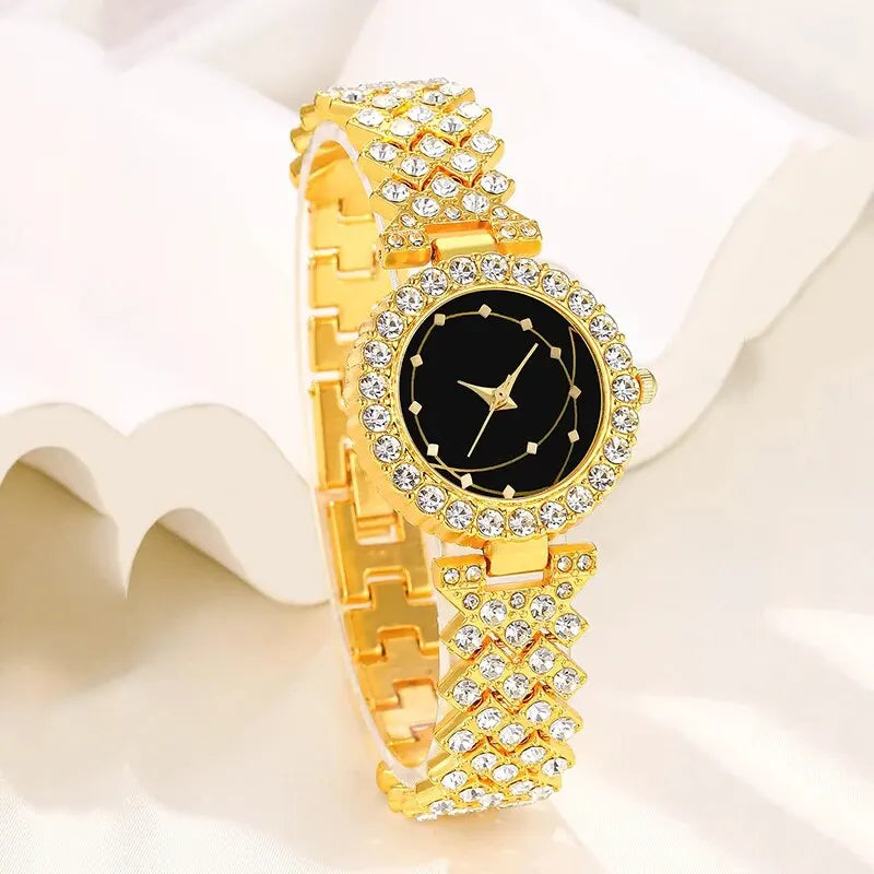 5pcs Women's Quartz Watch Set Stylish Casual WOMEN'S Quartz Watch Necklace Ring Earrings Watch Set