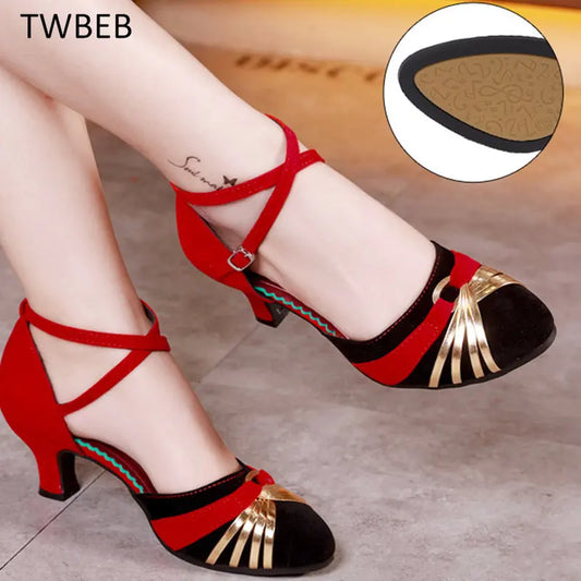 Women's Dancing Shoes Closed Toe Ballroom Latin Dance Shoes Tango Salsa Dance Shoes Women Heel 3.5cm /5.5cm