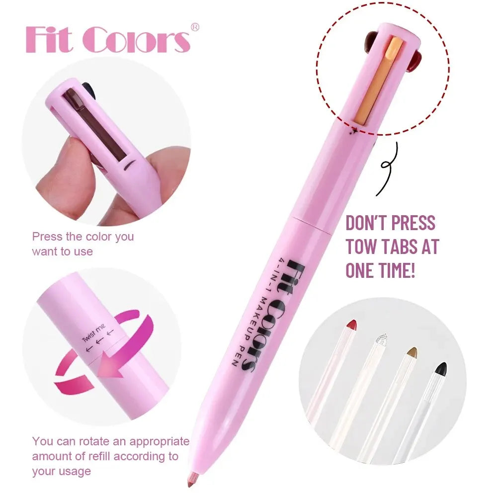 Four-in-One Multifunctional Makeup Pen Eyeliner Lip Liner Eyebrow Pencil Highlighter Eyeshadow Pen 4in1