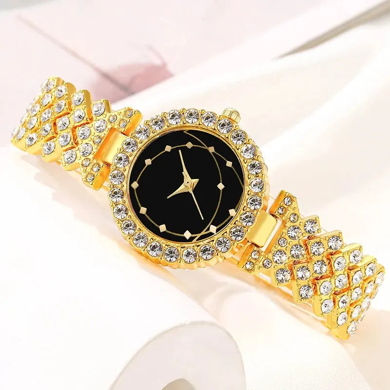 5pcs Women's Quartz Watch Set Stylish Casual WOMEN'S Quartz Watch Necklace Ring Earrings Watch Set