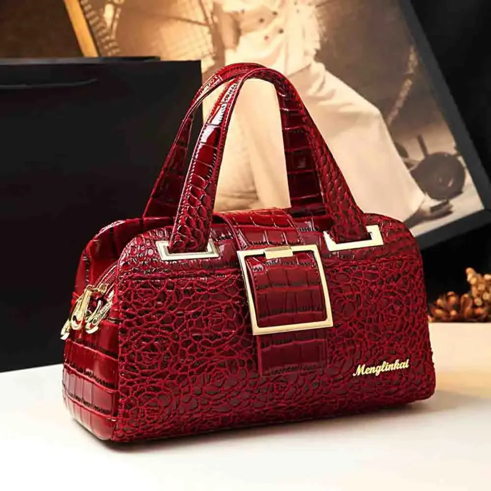 Fashion Elegant Madam Handbag Crocodile Pattern with Lattice Luxury Women Shoulder Tote Bag Multiple Zipper Ladies Bag 2023 New