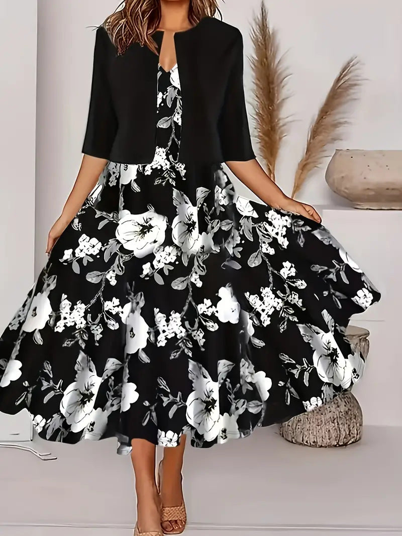 Women's High-grade Printed Fashion Dress Two-piece Set