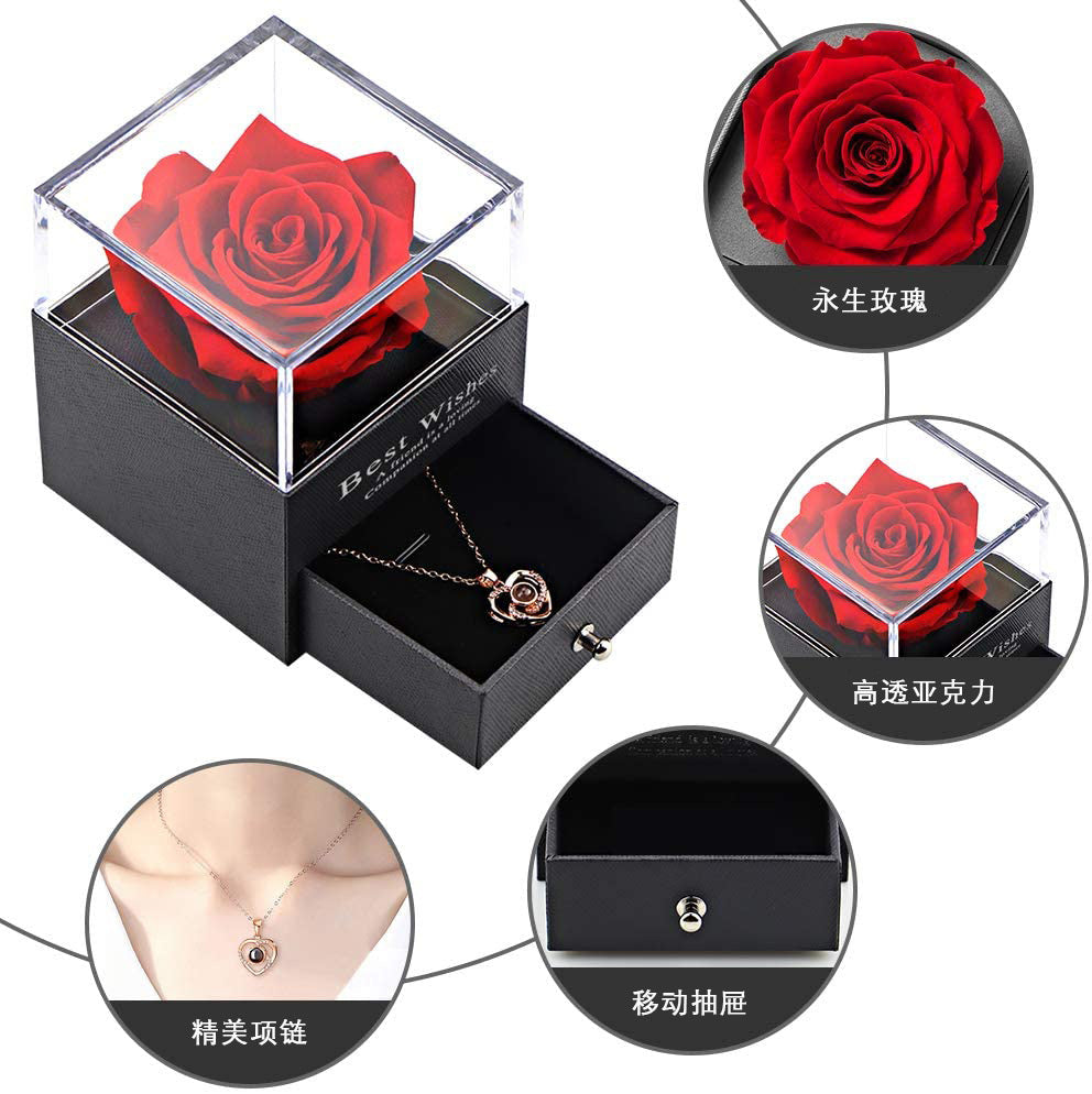 Preserved Flower Rose Jewelry Box Acrylic Gift Box