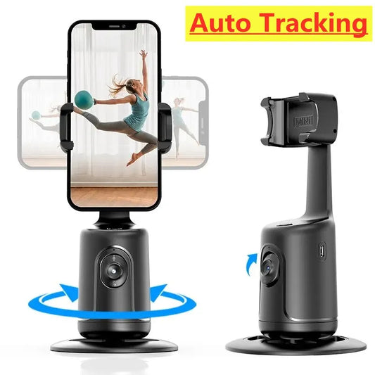 360 السيارات تتبع الوجه Gimbal AI الذكية Gimbal تتبع الوجه حامل هاتف السيارات للهواتف الذكية فيديو مدونة فيديو لايف استقرار ترايبود